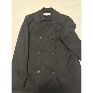 Valerie Stevens Black Double-Breasted Trench Coat Lined Size 12